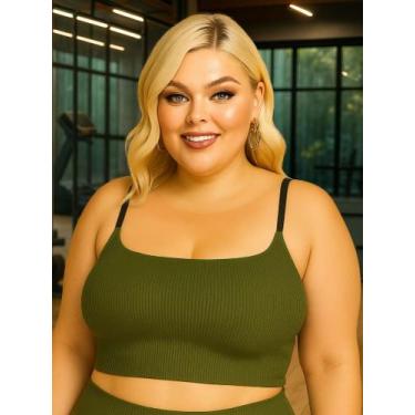 Imagem de Sutiã Plus Size Tecido Canelado Top Grande - c1 - FELÍCIA, Verde, 50