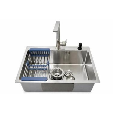 Imagem de Cuba Gourmet Cozinha Inox Escovado + Torneira Monocomando + Acessórios