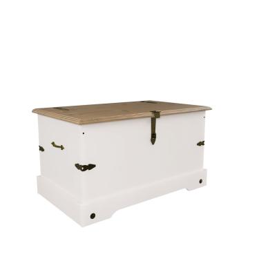 Imagem de Baú Organizador Com Tampo De Madeira Smile Branco