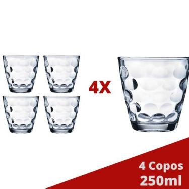 Imagem de Jogo com 4 Copos de Vidro Transparente Bangkok 250ML Água - WELLMIX, B