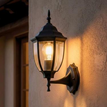 Imagem de Arandela Bivolt 110 220V Lâmpada E27 Vintage Parede Cor Preta Inglesa 