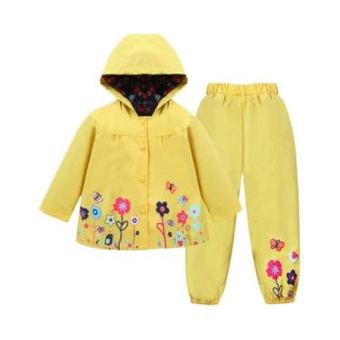 Imagem de Conjunto Infantil Impermeável Com Estampa Floral De Manga Longa Para O