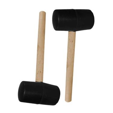 Imagem de Martelo Borracha  Kit 2 Uni Cabo Madeira Marreta  Azulejo Piso Ceramica Porcelanato Parede Chao Manutençao Obra