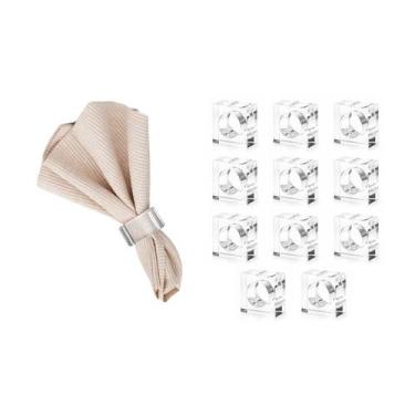 Imagem de Porta Guardanapo Anel Quadrado Transparente Mesa Posta 12un - CASACHA