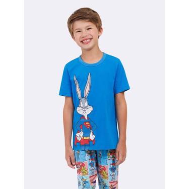 Imagem de Pijama Manga Curta com Calça Masculino Infantil Loney Tunes - Looney T