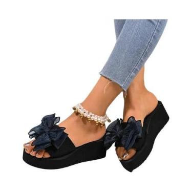 Imagem de Sandálias Femininas Pretas De Salto Alto Com Sola Grossa, Moda De Verã