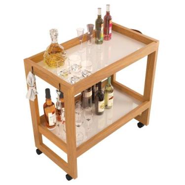 Imagem de Carrinho Multiuso Orfeu Bar e Esmalteira em Madeira Pinus com Rodizio.