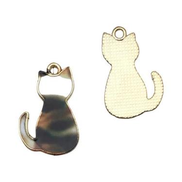 Imagem de Pingentes De Gato Em Estilo Cartoon 16x25mm, Charms De Esmalte Para DI