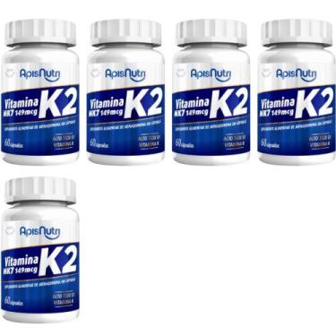Imagem de 5x Vitamina K2 Mk7 149Mcg 60 Comprimidos - Apisnutri