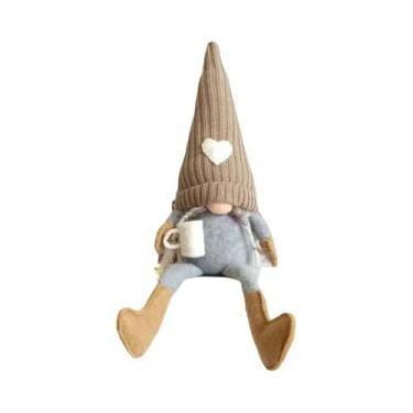 Imagem de Boneco Gnomo De Pelúcia Sem Rosto Com Moedor De Café, Enfeite De Natal