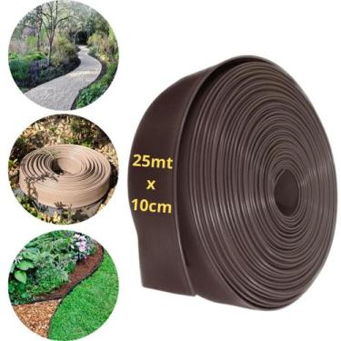 Imagem de Limitador de Grama Plástico Marrom 25m para Jardim e Paisagismo Portõe