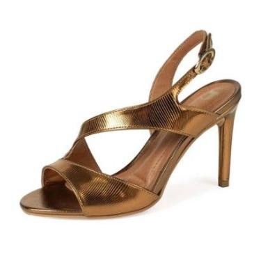 Imagem de Sandália Feminina Salto Alto Fino Elegante Metalizado Tanara-Feminino