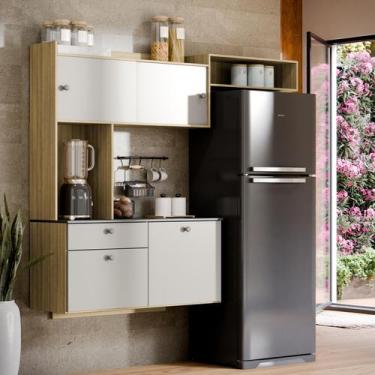 Imagem de Kit Armário de Cozinha Compacto Lara Aéreo e Balcão com 2 Gavetas Nich