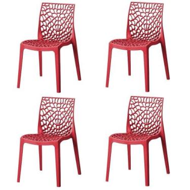 Imagem de Kit 4 Cadeiras Empilhável Inmetro Gruvyer Fratini Polipropileno Vermel
