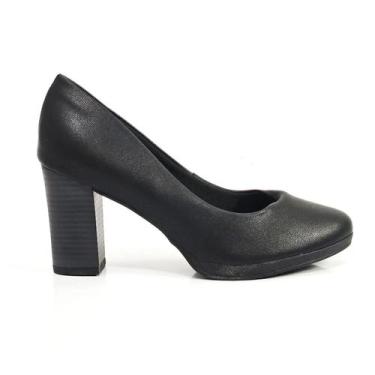 Imagem de Sapato Feminino Salto Grosso Piccadilly 130185 Preto Comforto, 37, Pre