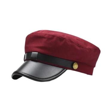 Imagem de Boina Feminina De Couro PU Com Topo Plano, Respirável E Confortável, E