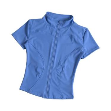 Imagem de Jaqueta Esportiva Feminina Slim Fit Com Zíper E Manga Curta Para Cicli