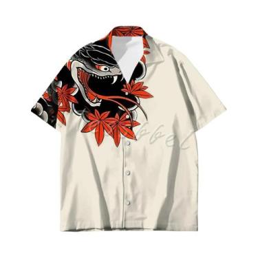 Imagem de Camisa Casual De Verão Masculina Oversized Com Estampa 3D De Tatuagem 