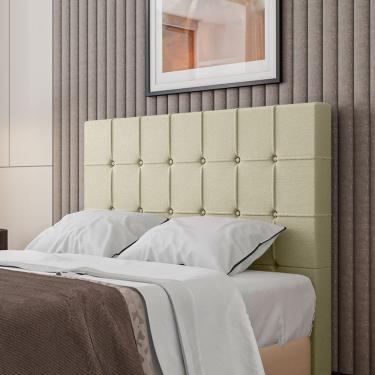 Imagem de Cabeceira Estofada Turmalina Casal Corino Bege 142x130x10 Cm Sonhar Estofados