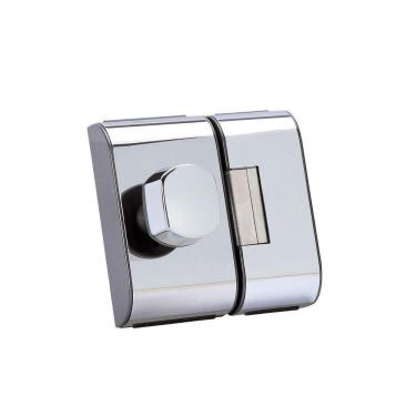 Imagem de Fechadura Elétrica PV90 2F Bola de Sobrepor com Acionamento Elétrico para Porta de Vidro Temperado Inox Cromado Polido