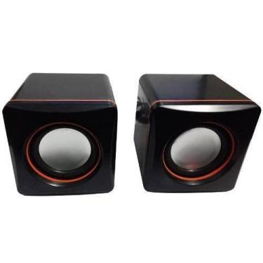 Imagem de 2 Caixinhas de Som Pc Notebook Mini Compacta Cor Preto Usb - EXBOM