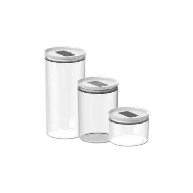 Imagem de Kit de Potes Herméticos Ou Redondos 3 Peças Linha Duo Lock, Branco
