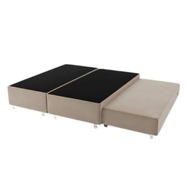 Imagem de Cama Box Queen Bipartido c/ Cama Auxiliar Suede 40x158x198 - Santo Box