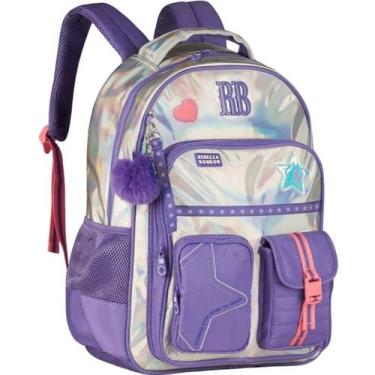 Imagem de Mochila Escolar de Costa Feminina RB Rebecca Bonbon Chaveiro Patch Bol