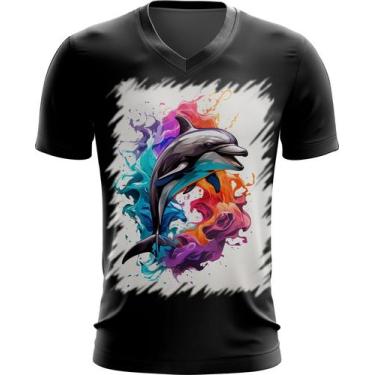 Imagem de Camiseta Gola V Golfinho Inteligência Arte Pintura 5 - Kasubeck Store®