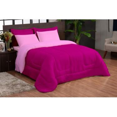Imagem de Kit Edredom Ternura Casal Queen Dupla Face 05 Peças - Pink e Rosa - JR