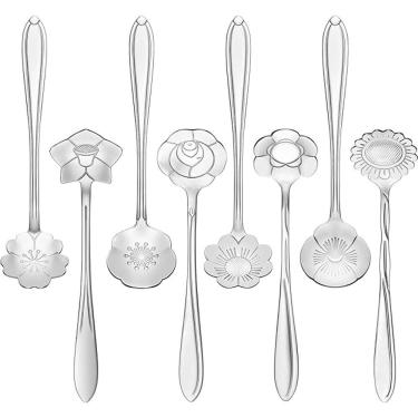 Imagem de Conjunto 4 Colheres de Chá de Aço Inox Flores Prata Wolff