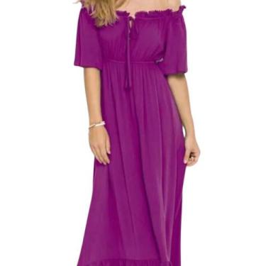 Imagem de Vestido Feminino Longo Casual Ombros De Fora Ciganinha - Quintess, P, 