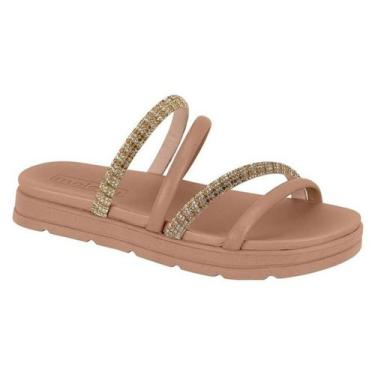 Imagem de Sandália Moleca Flatform Com Strass - Nude, 38, Nude