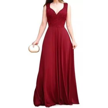 Imagem de Vestido Longo de Festa decote em V Gode - Momento Vestido, Marsala, M,