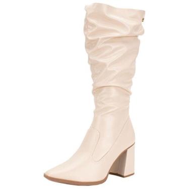 Imagem de Bota feminina slouch cano alto dakota d2173, Marfim, 36
