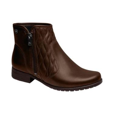 Imagem de Bota Casual Cano Curto com Zíper Salto Bloco Feminina Dakota Café 35, 