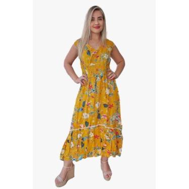 Imagem de Vestido Feminino Indiano Trapézio Longo Plus Size-cod.1002 - Aleci Fas