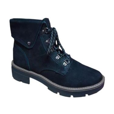 Imagem de  Bota Dakota Coturno Couro Feminina Cadarço Salto Baixo, 35, Preto
