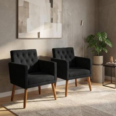 Imagem de Kit 2 Poltronas Cadeira Decorativa para sala de estar recepção reforçada (Preto)
