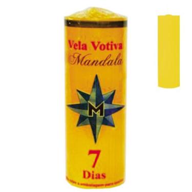 Imagem de Vela Votiva Mandala Esotérica Amarela 14cm 7 Dias