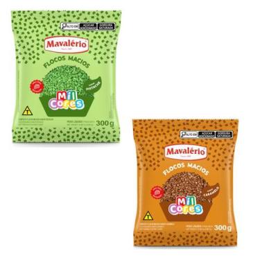 Imagem de Kit 2 Flocos Macios sabor Pistache e Caramelo Granulado Doces Bolos - 
