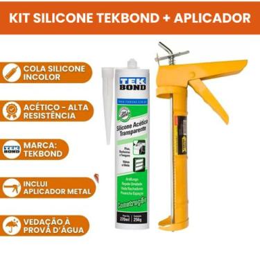Imagem de Cola Silicone Incolor Acético Tekbond + Aplicador Vedação