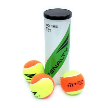 Imagem de Bola de Beach Tênis XXII Pressurizada Homologada ITF 2 Laranja e Amarela Penalty 3 Unidades