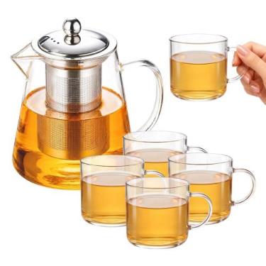 Imagem de Bule de Vidro c/ Infusor 950ml e 4 Xícaras Borossilicato - Join