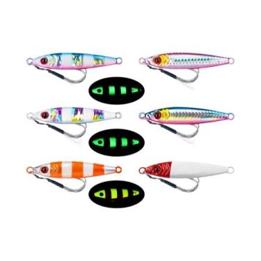 Imagem de Iscas De Pesca Luminosas De Metal 6 Peças 7-100g Olhos 3D Afundamento 