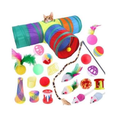 Imagem de Brinquedo Túnel Dobrável Para Gatos Em Formato De Rato Com Bolas E Pei