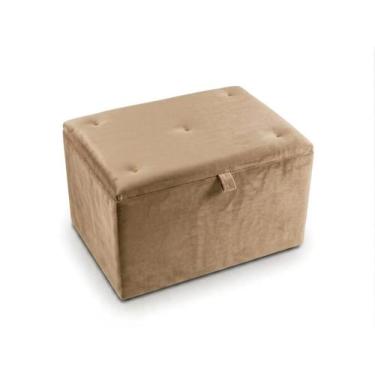 Imagem de Baú Médio Aberto Capitonê Dourado JS Puffs Decor Novo Veludo Premium -
