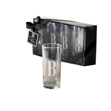 Imagem de Cosmopolitan Home by Mud Pie, conjunto de 4 copos highball com monograma, letra B