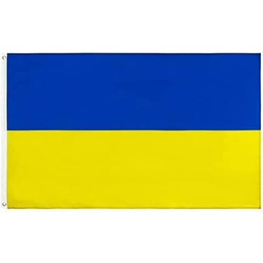 Imagem de Bandeira da Ucrânia 9,5 cm x 1,5 m Bandeiras nacionais ucranianas com dois ilhós de latão resistentes ao desbotamento para decoração de festas de festivais de festas (9,5 cm x 1,5 m)