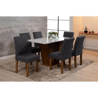 Imagem de Kit 6 Capas De Cadeira Mesa Sala Jantar Elástico Cinza